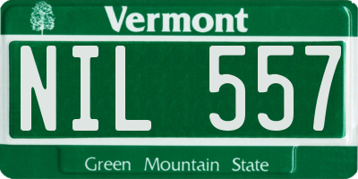 VT license plate NIL557