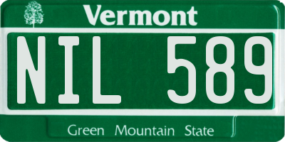 VT license plate NIL589