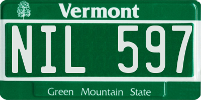 VT license plate NIL597