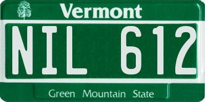 VT license plate NIL612