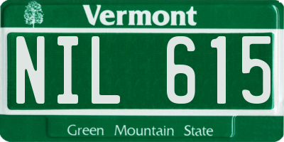 VT license plate NIL615