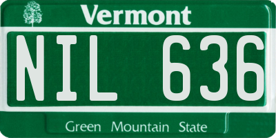 VT license plate NIL636