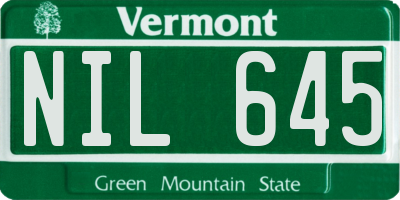 VT license plate NIL645