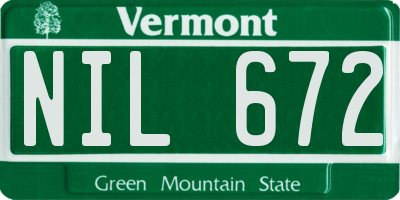 VT license plate NIL672