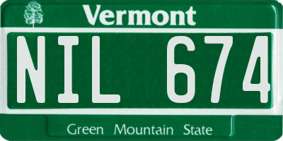 VT license plate NIL674