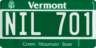 VT license plate NIL701