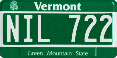 VT license plate NIL722