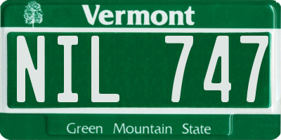VT license plate NIL747