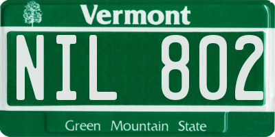 VT license plate NIL802