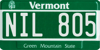 VT license plate NIL805
