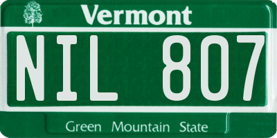 VT license plate NIL807