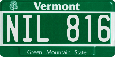 VT license plate NIL816