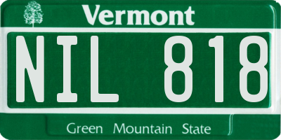 VT license plate NIL818