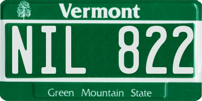 VT license plate NIL822