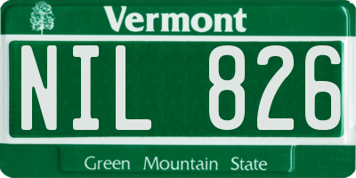 VT license plate NIL826