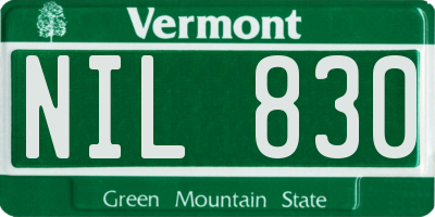 VT license plate NIL830