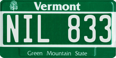 VT license plate NIL833