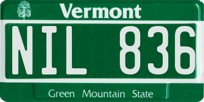 VT license plate NIL836