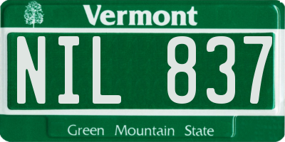 VT license plate NIL837