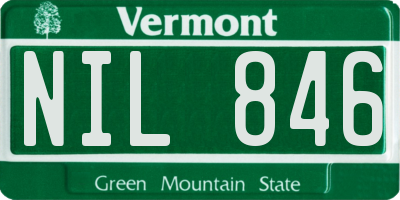 VT license plate NIL846