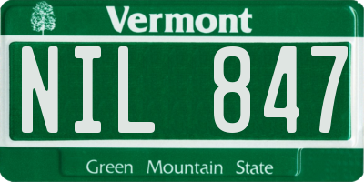 VT license plate NIL847