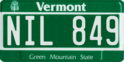 VT license plate NIL849