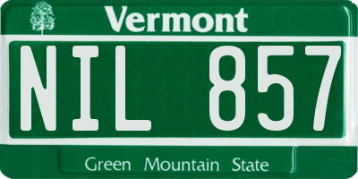 VT license plate NIL857