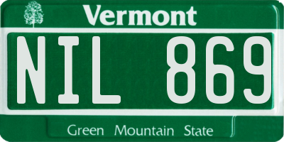 VT license plate NIL869