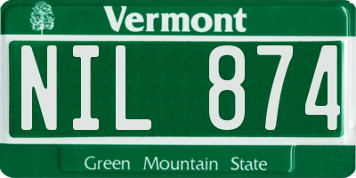 VT license plate NIL874