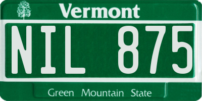 VT license plate NIL875