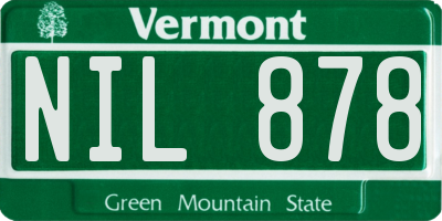 VT license plate NIL878