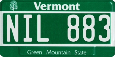 VT license plate NIL883