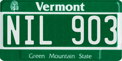 VT license plate NIL903
