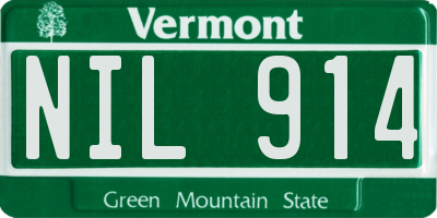 VT license plate NIL914