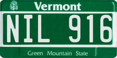 VT license plate NIL916
