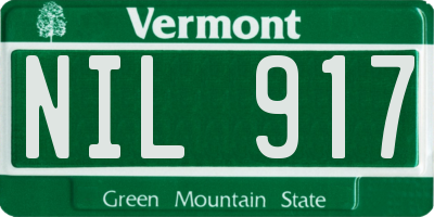 VT license plate NIL917