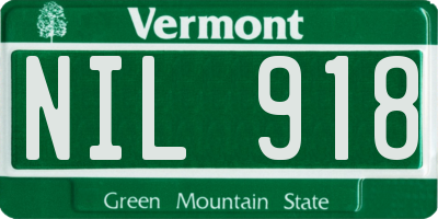 VT license plate NIL918