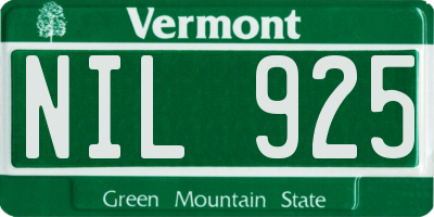 VT license plate NIL925