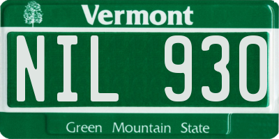 VT license plate NIL930