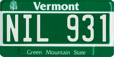 VT license plate NIL931