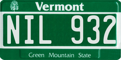 VT license plate NIL932