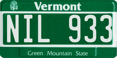 VT license plate NIL933