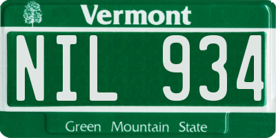 VT license plate NIL934