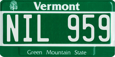 VT license plate NIL959