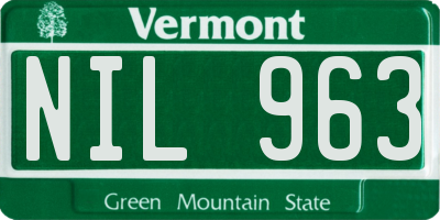 VT license plate NIL963