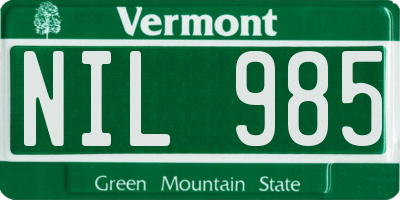 VT license plate NIL985