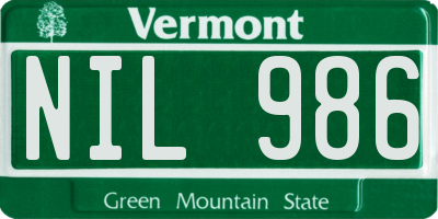 VT license plate NIL986