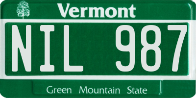 VT license plate NIL987