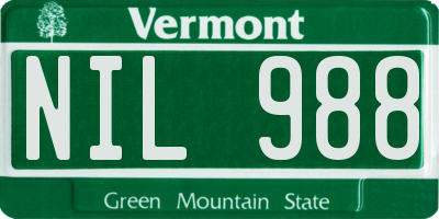 VT license plate NIL988