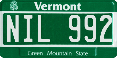 VT license plate NIL992